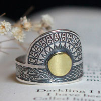 When the sun comes to kiss the sea, tribal ring in silver and brass