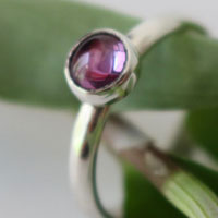 Wisteria, flower ring in silver and mauve alexandrite