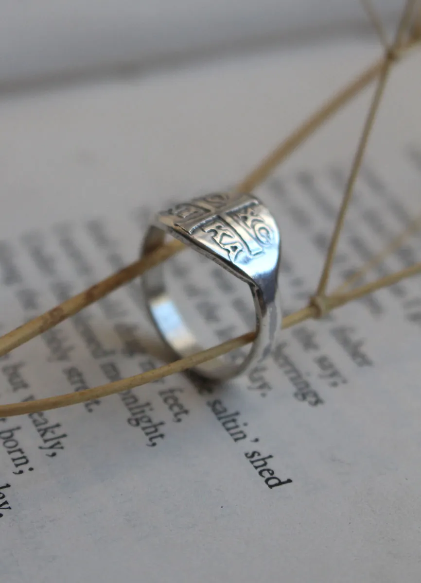 XC IC NIKA, anillo cristiano en plata