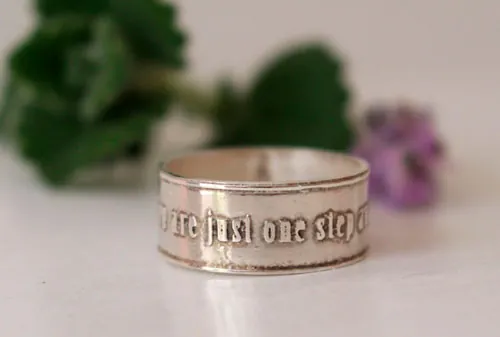 You are just one step away, anillo de aliento y espiritualidad en plata
