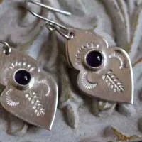 Yuma, aretes punta de flecha amerindia en plata y amatista