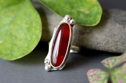 Zéphyrine, anillo con piedra a elegir en plata, ónix, ojo de tigre, howlita, ágata roja o ágata verde