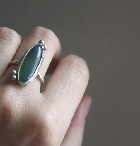 Zéphyrine, anillo con piedra a elegir en plata, ónix, ojo de tigre, howlita, ágata roja o ágata verde