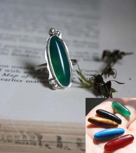 Zéphyrine, anillo con piedra a elegir en plata, ónix, ojo de tigre, howlita, ágata roja o ágata verde