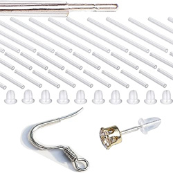 Silicone and plastic anti-allergy earrings sleeves piercing protectors with extra backs pierced earring sleeves for sensitive ears