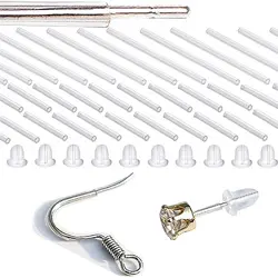 Silicone and plastic anti-allergy earrings sleeves piercing protectors with extra backs pierced earring sleeves for sensitive ears
