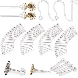 Silicone earring allergy sleeve for sensitive ears with 4 Sizes anti-allergy sleeves and zircon and posts and hooks and earring backs